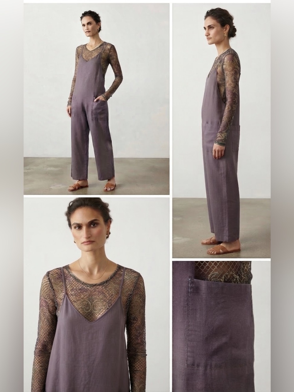 Charcoal Grey Racerback Utility Jumpsuit Relaxed Pockets XL